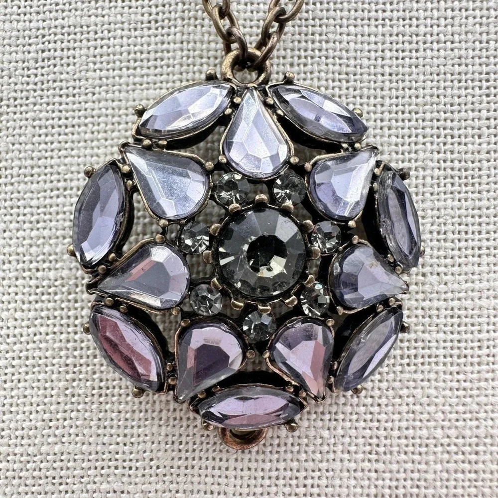 Vintage Y2K Statement Rhinestone Pendant Necklace Women's Classic‎ Jewelry Retro